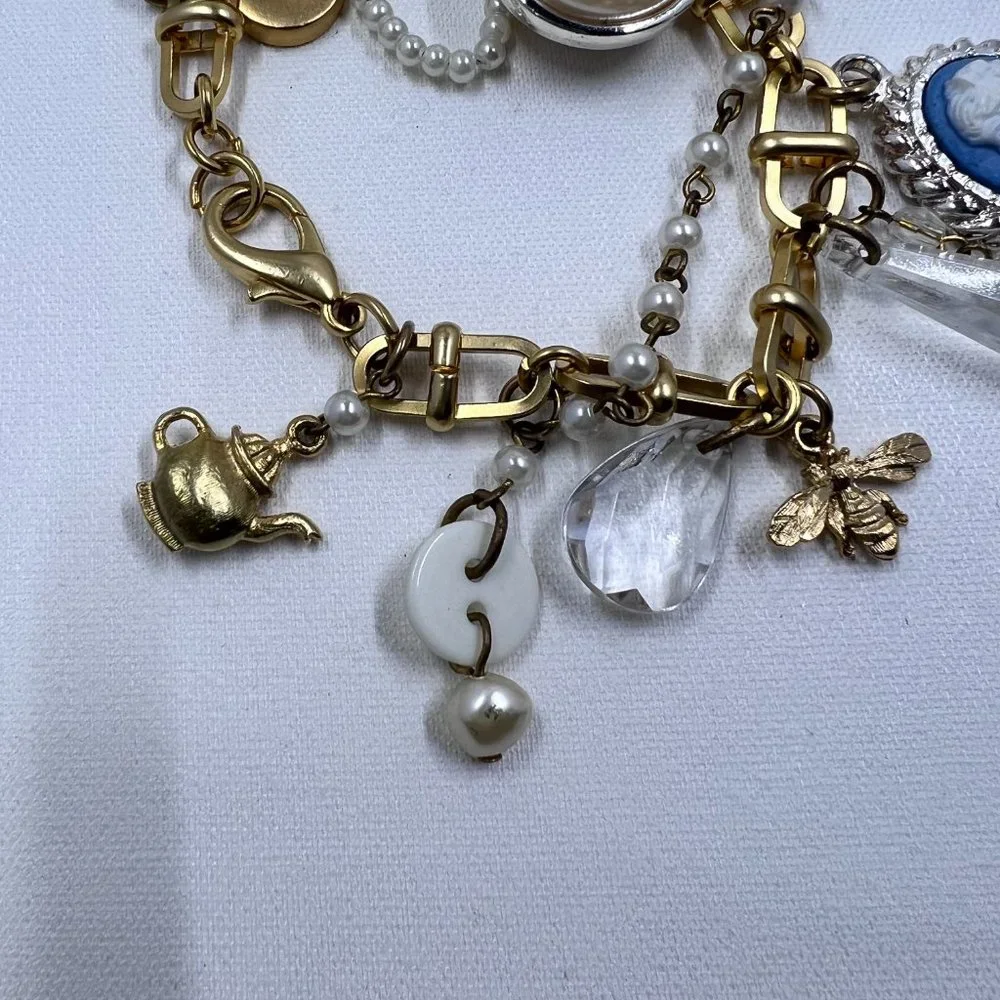 Gold Toned 7” Large Charm Bracelet